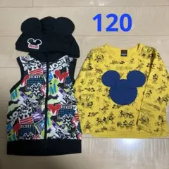 着用少なめ　ベビードール　ミッキーマウスのベストと長袖Tシャツ120
