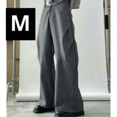 変形ワイドパンツワイドスラックスy2k韓国グレーモード