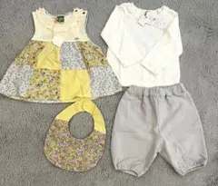 【新品未使用品】ラグマート 花柄トップス カットソー パンツ スタイ4点セット