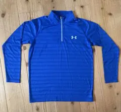 UNDER ARMOR 青 長袖 ハーフジップ インナー