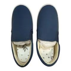 ネイビー はっ水 スリッポン シューズ