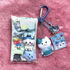 ♡ちいかわ♡ガチャ詰めポーチ ブルー ハチワレ ミニチュア ファンタジー セット