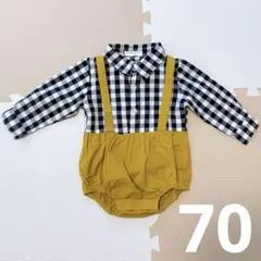 韓国子供服　ロンパース　サロペット　おめかし　ギンガムチェック 長袖