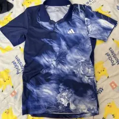 adidas テニス Tシャツ 青/白 花柄　オジェ・アリアシム着用モデル