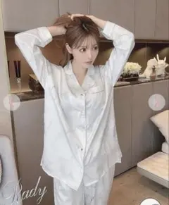 新品♡Rady♡サテン♡パジャマセット♡大理石♡マーブル♡レディー♡ホワイト♡Sのサムネイル