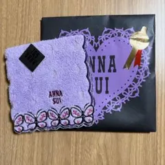 新品未使用 ANNA SUI タオル ハンカチ パープル×ブラック アナスイ