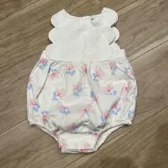 一度の着用美品jacadi 花柄ロンパース スカラップネック