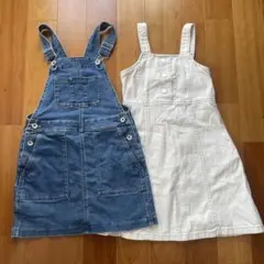 デニム ホワイト ジャンバースカート ワンピース セット 130