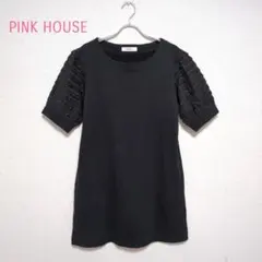 PINK HOUSE ピンクハウス ブラック ワンピース フリル付き袖のサムネイル