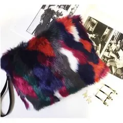 【snsで話題】オシャレな鮮やかファークラッチ　2way ショルダーバッグ