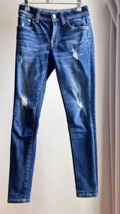 RODEO CROWNS ダメージ加工 スキニージーンズ ダークブルー