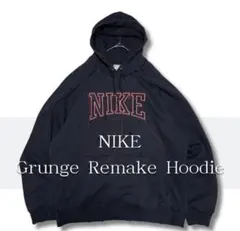 【NIKE】フェードブラック グランジ加工 パーカー L リメイク フェードのサムネイル