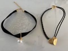 ブラックリボンとハート型チョーカー2点セット