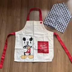 ミッキーマウス 子供用エプロンと三角巾おまけのセット