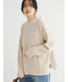 chocol raffine robe モコモール畦編みモックネックプルオーバー