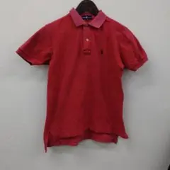(6) RALPH LAUREN 赤 ポロシャツ 半袖 スリット入り