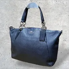 美品　コーチ　ショルダーバッグ　2way ケルシーサッチェル　斜め掛け　紺