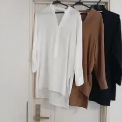 ZARA 黒、白、茶3枚セット 長袖シャツ