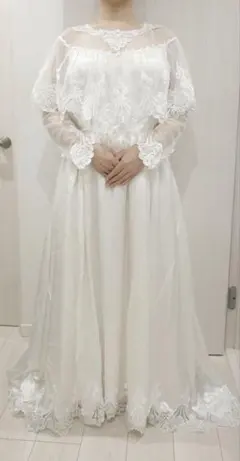 1970s ヴィンテージ ウェディングドレス ハイネック レース 前撮り 