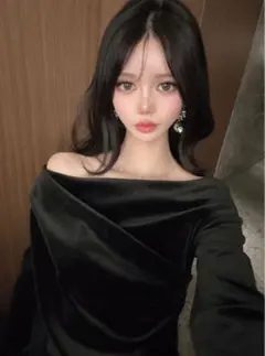 ベロアドレープトップス[dk1551] グレイル　GRL ベロア