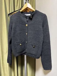 H*o様 ZARA ダークグレー 金ボタンカーディガン　厚手　M