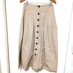 グレイル　ベージュ ボタン付きフレアロングスカート　L