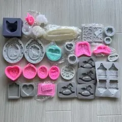 石鹸 石膏 レジン キャンドル シリコンモールドセット 動物 植物等 33個入り