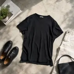 オーラリー 半袖Tシャツ コットン 無地 シンプル カットソー ブラック 日本製のサムネイル