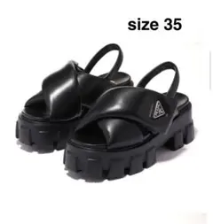 PRADA 厚底サンダル ブラック 35 モノリス 黒