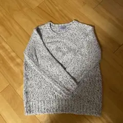 白黒編みの軽量丸首セーター