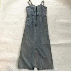 デニム タック入キャミソールワンピース ジャンパースカート M ヴィンテージ風