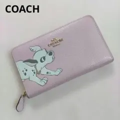 付属品完備】COACH ディズニー オーガナイザー シボ革 レザー ピンク