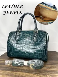 超希少✨ レザージュエルズ　ショルダーバッグ　クロコ型押し レザー　グリーン　鞄