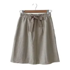 NATURAL BEAUTY BASIC リボン付 透かしボーダー 台形スカート