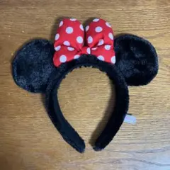 ミニーマウス カチューシャ 黒赤ドット