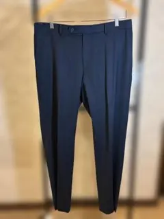 【ORIHICA】オリヒカ 洗えるスラックス 春夏 紺 格子柄 ウエスト85cm