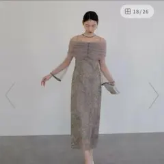 Leja レース装飾オフショルダーマキシドレス