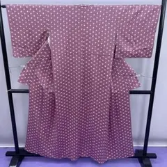 Y★3900★ 小紋 袷 緑 朱色 絞り染め 和装 和服 着物 レトロ