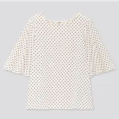 UNIQLO Joy of printクレープジャージーT M ホワイト ドット