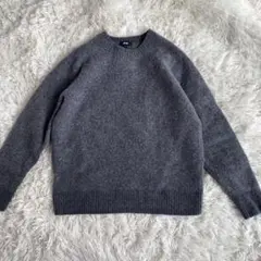 UNIQLO セーター　グレー　Uネック ウール 毛 100% L ￼