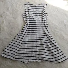 UNIQLO 优衣库 無袖條紋及膝洋裝 A字裙 L尺寸