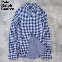 ポロラルフローレン✨ガーゼ　ダブルフェイス　ギンガムチェック　シャツ　ポニー刺繍
