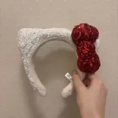 USJ ハローキティ カチューシャ 赤リボン スパンコール キラキラ 美品