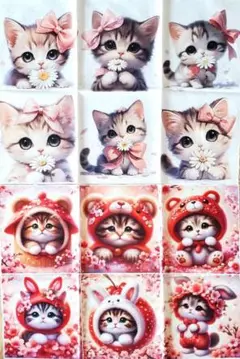 ★激安セール‼️★ ①　猫ちゃんパネル生地　12枚セット　まとめ売り