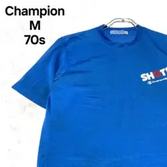 【希少】Champion 70s メッシュ Tシャツ M ブルー ヴィンテージ