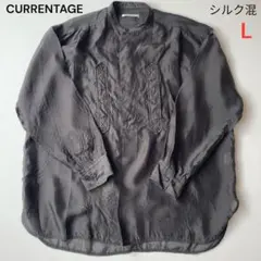 CURRENTAGE 2025シルク混 キュプラ 洗える L 黒 バンドカラー