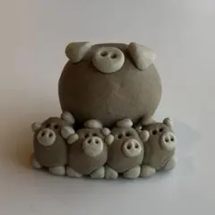 豚親子 陶磁器 置物