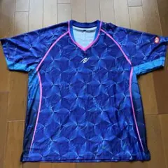 Nittaku 卓球ウェア M 青 幾何学模様
