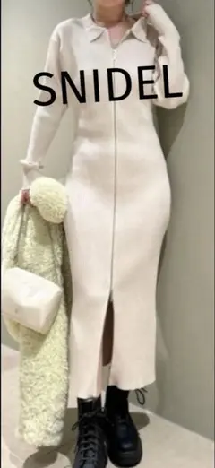 SNIDEL フロントジップニットワンピース タイトワンピース リブニットワンピ