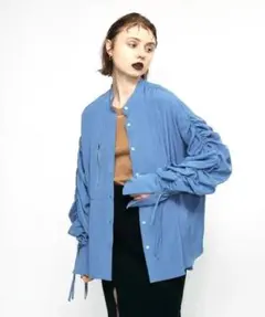 led.tokyoボリュームギャザースリーブバンドカラーシャツ ¥16,500